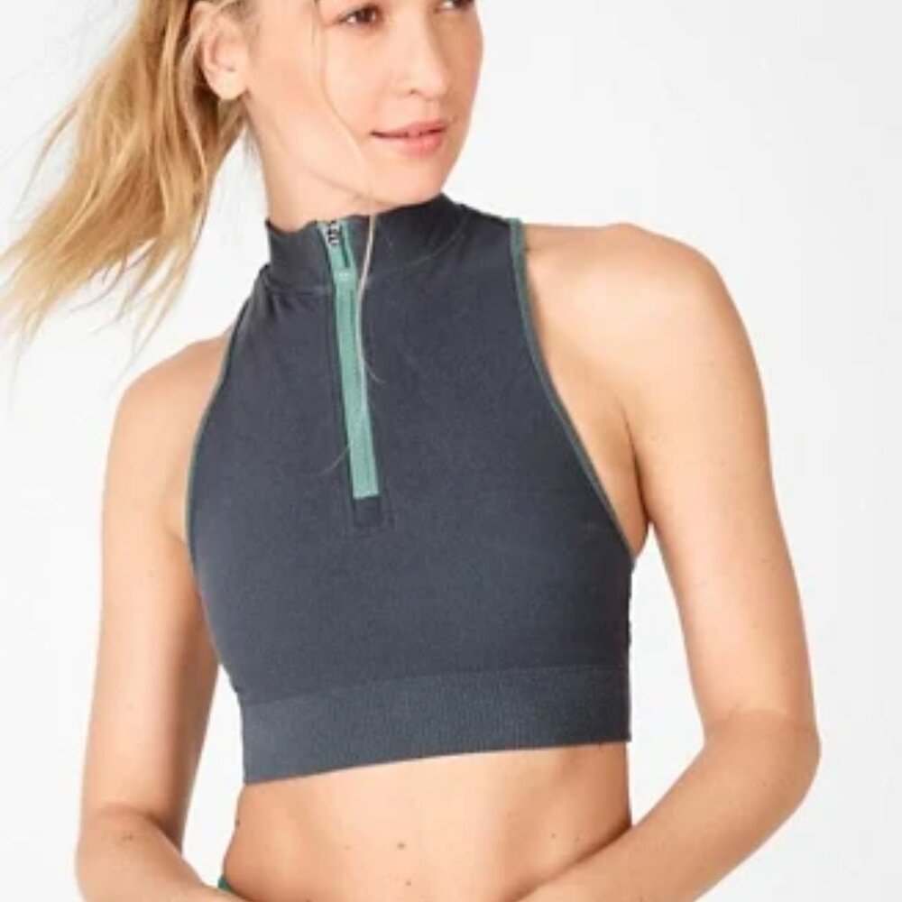 Fabletics Kaylee Mock Neck Zip-Up SculptKnit Top -- Size Small